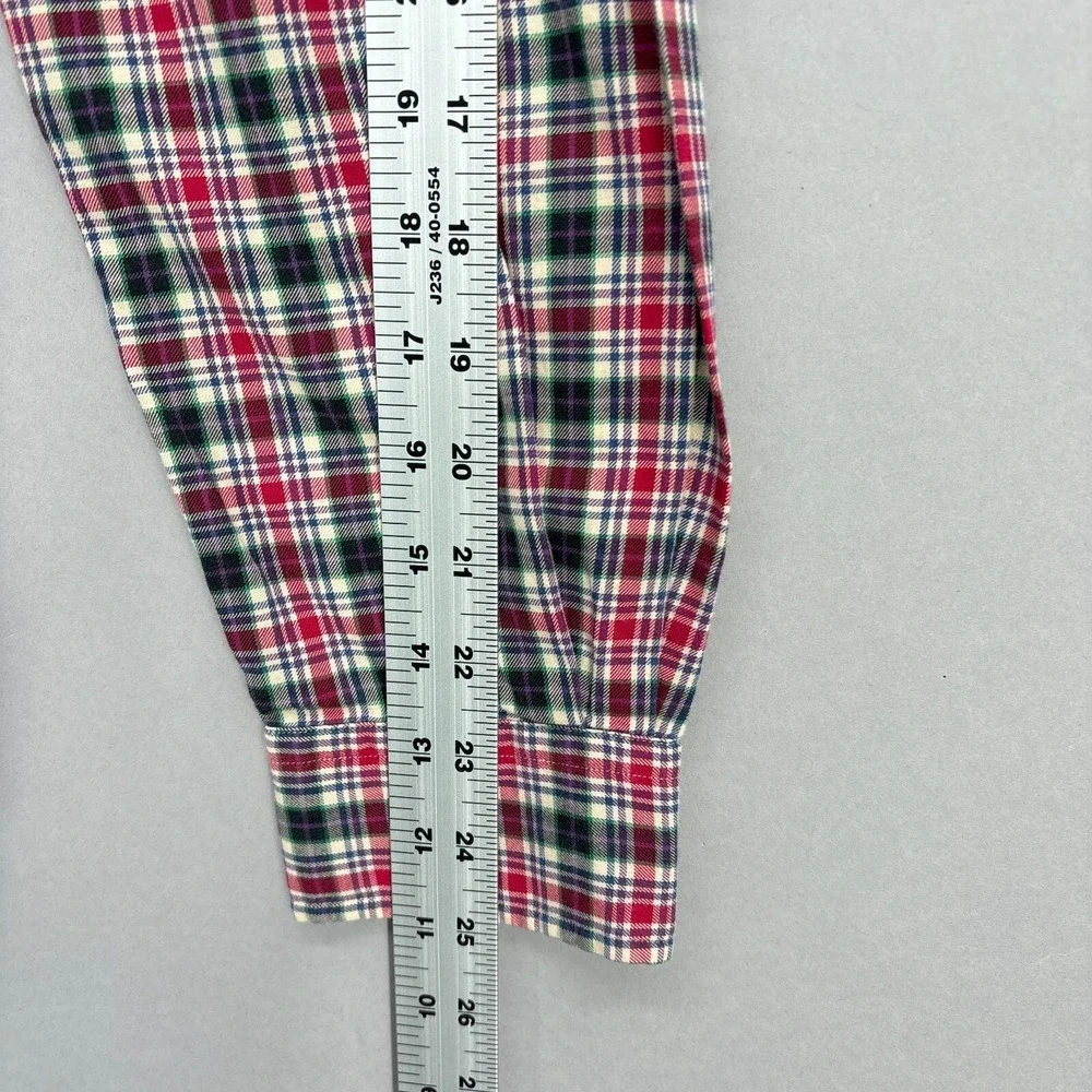 Ralph Lauren Shirt Mens Medium Red Green Plaid Button Down Tartan‎ Twill Vintage